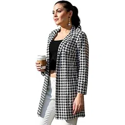 sfoty Women’s Printed Long Shrug Open Front Jacket Check Western for Casual-picture-46