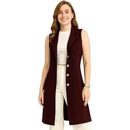 sfoty Women’s Sleeveless Long Solid Wine Formal Style for Office & Casual Wear-picture-16