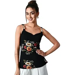 sfoty Women's Solid Sleeveless Strap Top with Metallic Buckle | Stylish Casual Camisole-picture-43