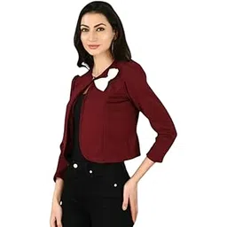 sfoty Women’s Stylish Crop Shrug with Bow 3/4 Sleeve Shrug for Casual-picture-19