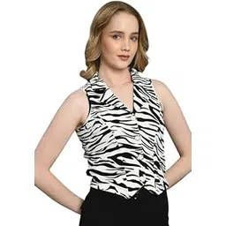 sfoty Women’s Stylish Zebra Print Sleeveless Shrug – Black & White Trendy Layer-picture-16