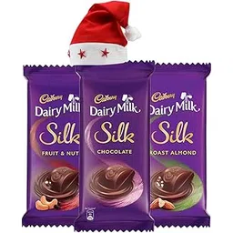 SFU E Com Cadbury Dairy Milk Silk Fruit & Nut, Silk Chocolate & Silk Roast Almond Flvr Chocolates | Christmas Chocolate Gift Combo | Christmas Chocolate Hamper with Cap| 029-picture-32