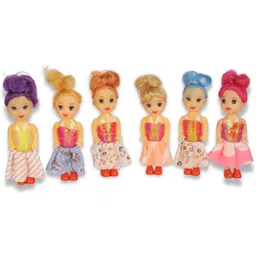 sg enterprises Set of 6 Mini Dolls for Girls - Fashionable Kute Girls with Stylish Outfits-picture-25