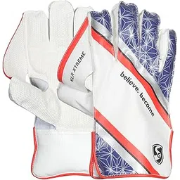 SG KLR Xtreme Wicket Keeping Gloves, Professional Cricket Leather Gloves, White and Blue with Red Trim (Youth)-picture-18