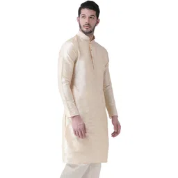sg leman Men Self Design Pure Silk Straight Kurta image 4