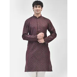 SG LEMAN Ethnic Motifs Woven Design Thread Work Mandarin Collar Cotton Kurta-picture-20