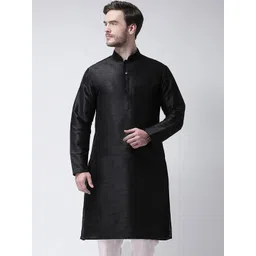 SG LEMAN Men Black Raw Silk Kurta-picture-27