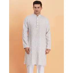 SG LEMAN Men Ethnic Motifs Embroidered Chikankari Kurta-picture-11