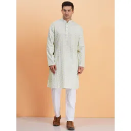 SG LEMAN Men Floral Embroidered Regular Kurta with Pyjamas-image-20