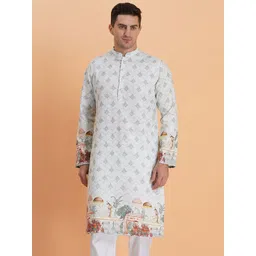 SG LEMAN Men Geometric Printed Thread Work Kurta-image-25