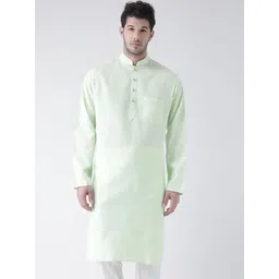 SG LEMAN Men Green & White Solid Kurta with Pyjamas-image-1