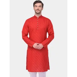 SG LEMAN Men Maroon Striped Straight Kurta-picture-20