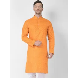 SG LEMAN Men Orange Geometric Printed Kurta-image-37