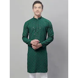 SG LEMAN Men Paisley Embroidered Chikankari Jacquard Kurta-image-21