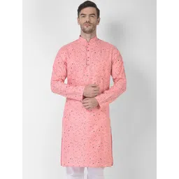 SG LEMAN Men Pink & Black Printed Straight Kurta-picture-31