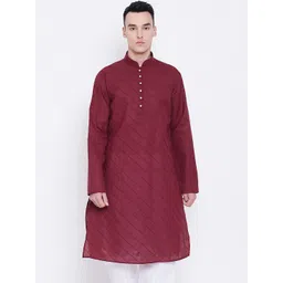 SG LEMAN Men Red Thread Work Kurta-image-35