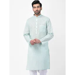SG LEMAN Men Sea Green Kurta-image-11