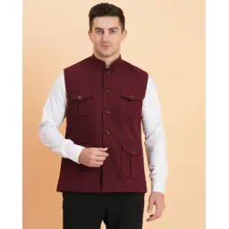 sg leman Men Slim Fit Nehru Jacket Dual Flap Pockets-picture-13
