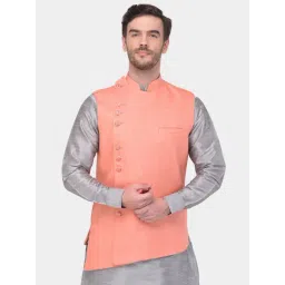 SG LEMAN Peach Regular Fit Nehru Jacket-picture-32