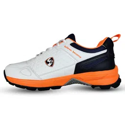 SG Mens Club 6.0 Rubber Spikes Cricket Shoes,White/Navy/Orange - 8 Uk image 1