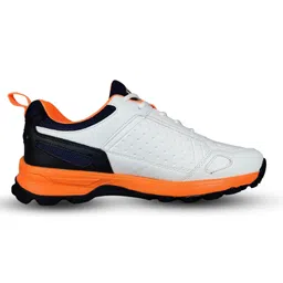 SG Mens Club 6.0 Rubber Spikes Cricket Shoes,White/Navy/Orange - 8 Uk image 3