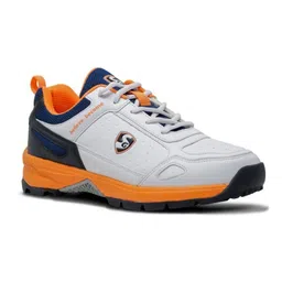 SG Mens Club 6.0 Rubber Spikes Cricket Shoes,White/Navy/Orange - 8 Uk image 2