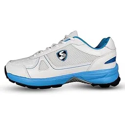 SG Unisex-Adult Scorer 6.0 Rubber Spikes Cricket Shoes, White/Aqua/Black - 8 UK-picture-38