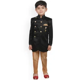 SG YUVRAJ Boys Black & Brown Sherwani Set-picture-33
