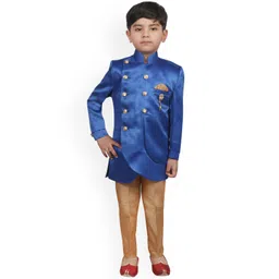 SG YUVRAJ Boys Blue & Brown Sherwani Set-picture-29