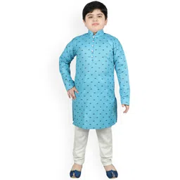 SG YUVRAJ Boys Blue Ethnic Motifs Printed Kurta with Churidar-picture-18