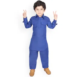 SG YUVRAJ Boys Blue Solid Kurta with Pyjamas-picture-15