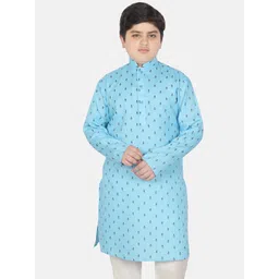 SG YUVRAJ Boys Ethnic Motif Printed Mandarin Collar Pure Cotton Kurta-picture-58