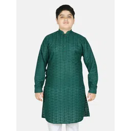 SG YUVRAJ Boys Floral Embroidered Chikankari Khadi Kurta-picture-10