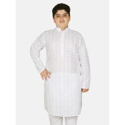 SG YUVRAJ Boys Floral Embroidered Chikankari Khadi Kurta-picture-51