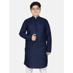 SG YUVRAJ Boys Floral Embroidered Chikankari Khadi Kurta image 1
