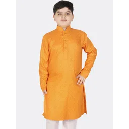 SG YUVRAJ Boys Mustard Yellow Geometric Printed Mandarin Collar Cotton Kurta-picture-20