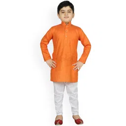 SG YUVRAJ Boys Orange Pure Cotton Kurta with Pyjamas-picture-43