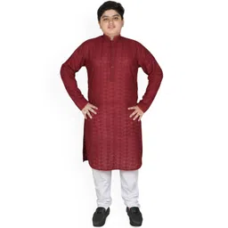 SG YUVRAJ Boys Plus Size Floral Embroidered Kurta with Churidar-picture-28