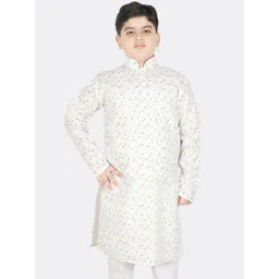 SG YUVRAJ Boys White Geometric Printed Kurta-picture-19