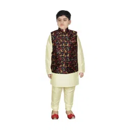 SG Yuvraj Kids Black & Cream Printed Full Sleeves Kurta Set-picture-32
