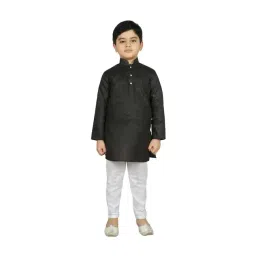 SG Yuvraj Kids Black & White Cotton Full Sleeves Kurta Set-picture-15