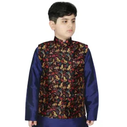 SG Yuvraj Kids Black Floral Print Nehru Jacket-picture-46