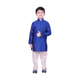 SG Yuvraj Kids Blue & White Self Full Sleeves Kurta Set-picture-43