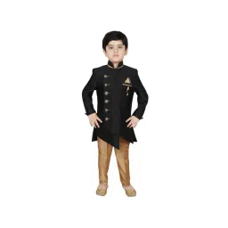 SG Yuvraj Kids Brown & Black Solid Sherwani with Pyjama-picture-37
