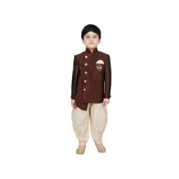 SG Yuvraj Kids Brown & White Solid Sherwani with Pyjama-picture-14