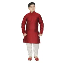 SG Yuvraj Kids Maroon & White Embroidered Full Sleeves Kurta with Pyjamas-picture-41