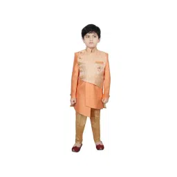 SG Yuvraj Kids Orange & Brown Printed Sherwani with Pyjama-picture-19
