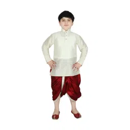SG Yuvraj Kids White & Maroon Solid Kurta with Dhotis-picture-27