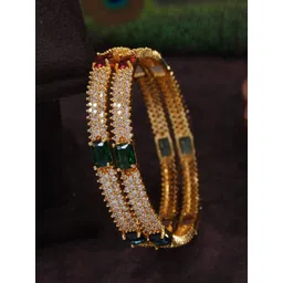 SGA FASHION Set Of 2 Gold-Plated American Diamond Studded Bangles-picture-21