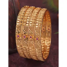 SGA FASHION Set Of 4 Gold-Plated Stone Studded Bangles-picture-38